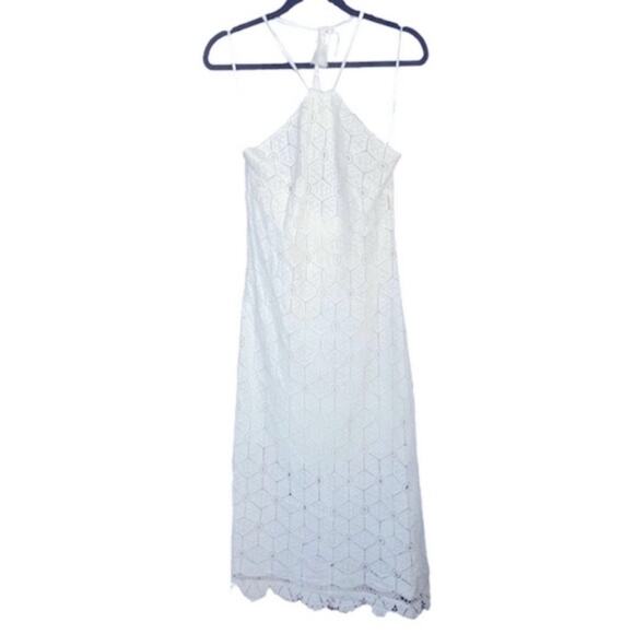 White Lace Halter Midi Dress Small NWT Bridal Shower Wedding Guest - Picture 4 of 8